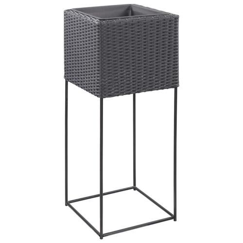 Hævede plantekasser 3 stk. polyrattan sort