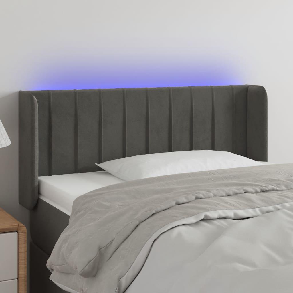Sengegavl Med Led-Lys Stof - Mørkegrå / 103 x 16 x 78/88 cm