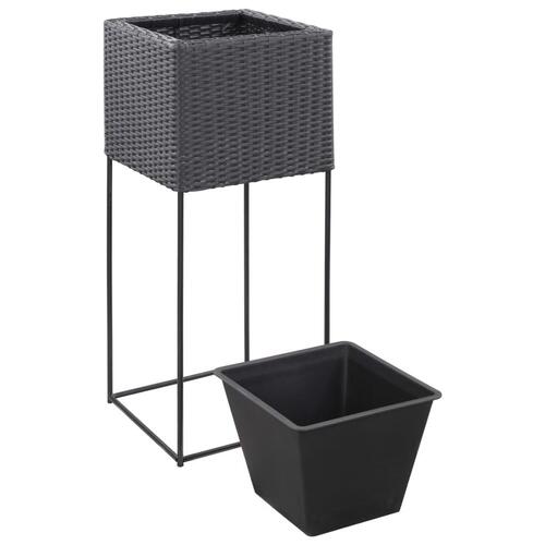 Hævede plantekasser 3 stk. polyrattan sort