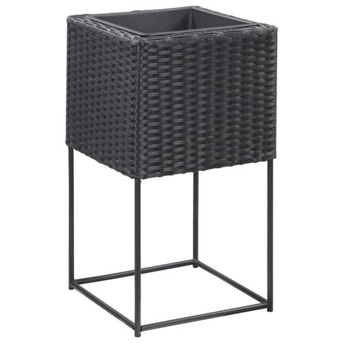 Hævede plantekasser 3 stk. polyrattan sort