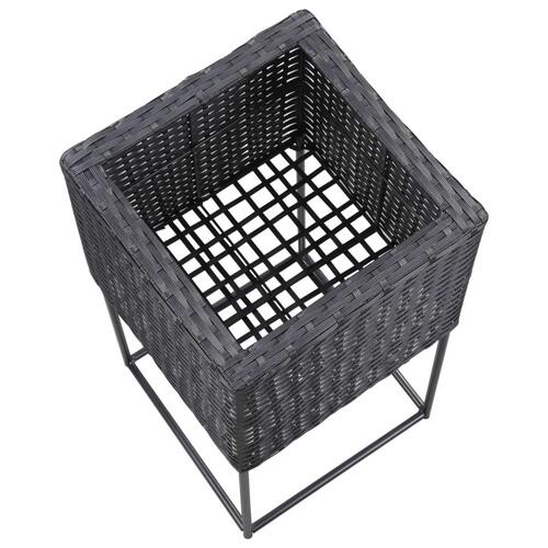 Hævede plantekasser 3 stk. polyrattan sort