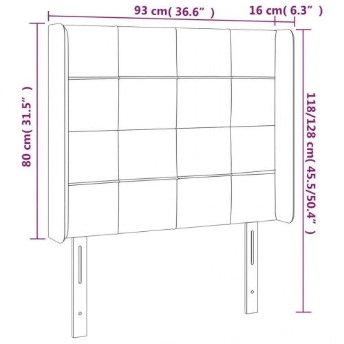 Sengegavl med LED-lys 93 x 16 x 118/128 cm - mørkegrå