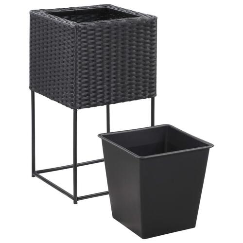 Hævede plantekasser 3 stk. polyrattan sort