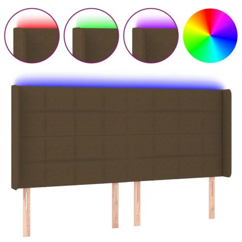 Sengegavl med LED-lys 203 x 16 x 118/128 cm - mørkebrun