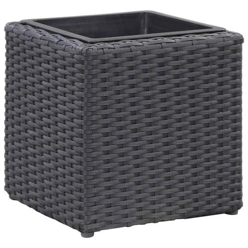 Hævede plantekasser 3 stk. polyrattan sort