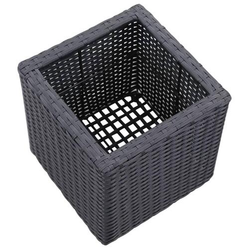 Hævede plantekasser 3 stk. polyrattan sort