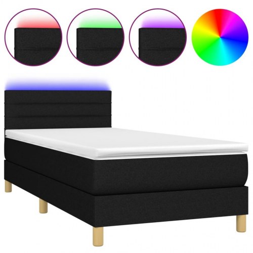 Kontinentalseng med LED-lys 80×200 cm - stof, sort