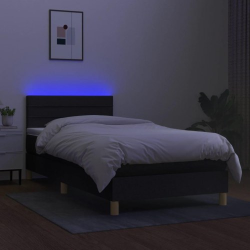 Kontinentalseng med LED-lys 80×200 cm - stof, sort