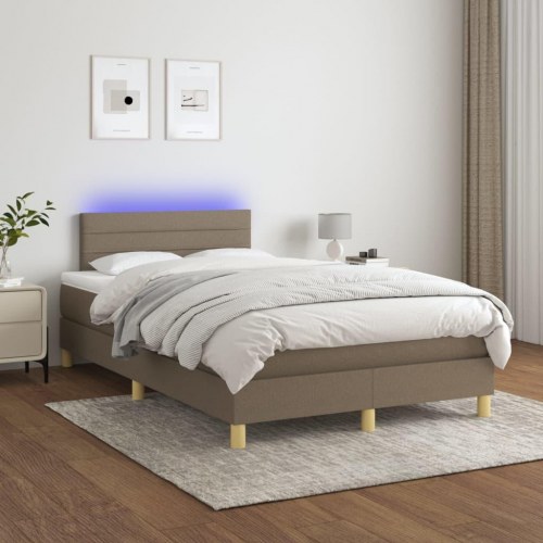 Kontinentalseng med LED-lys 120×200 cm - stof, gråbrun