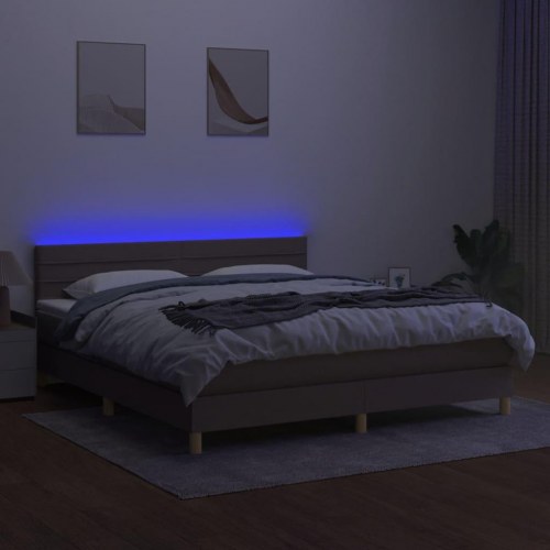 Kontinentalseng med LED-lys 160 x 200 cm - stof gråbrun