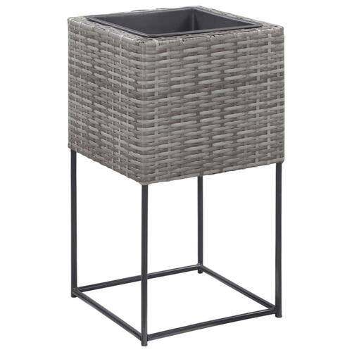 Forhøjede plantekrukker 3 stk. polyrattan grå