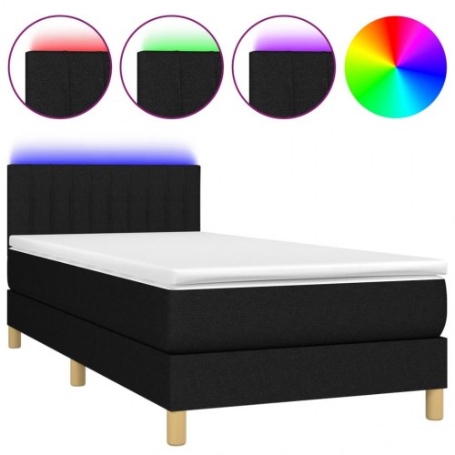 Kontinentalseng med LED-lys 90×200 cm - stof, sort