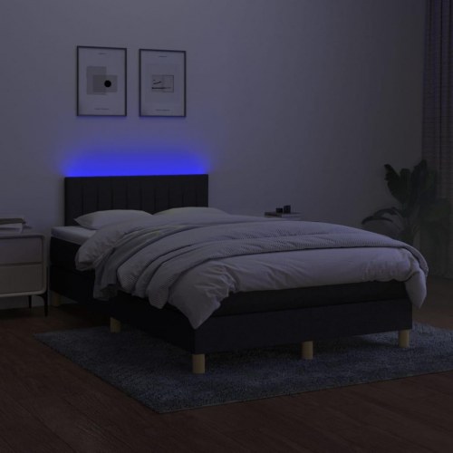 Kontinentalseng med LED-lys 120x200 cm - stof, sort