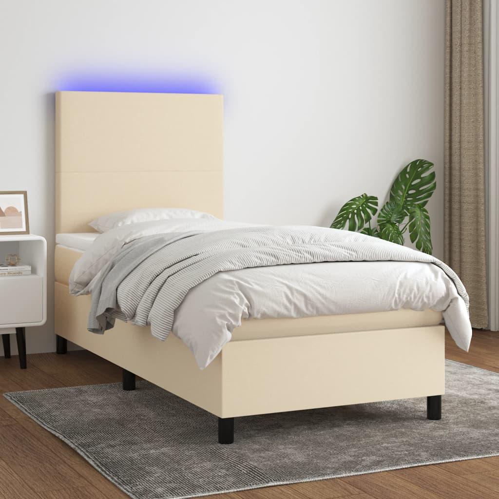 Kontinentalseng Med LED-lys Stof - Creme / 80 X 200 cm / Med ensartet mønster