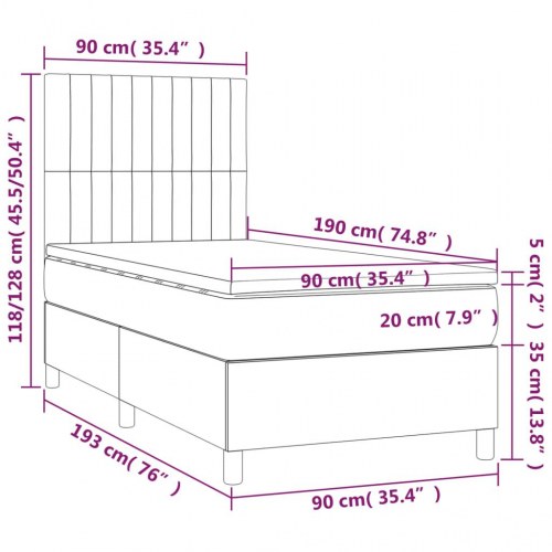 Kontinentalseng med LED-lys 90×190 cm - stof, cremefarvet