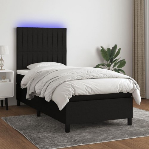 Kontinentalseng med LED-lys 90×200 cm - stof, sort