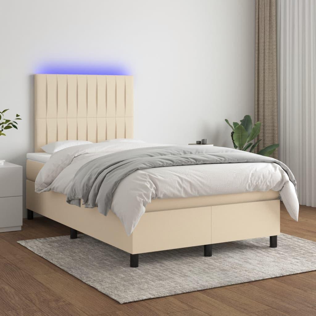 Kontinentalseng Med Led-Lys Stof Farvet Creme - Lodrette striber / 120 x 200 cm