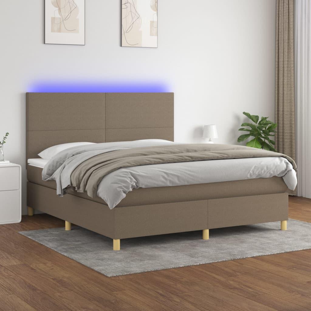 Kontinentalseng Med Led-Lys Stof Gråbrun - Med ensartet mønster / 180 x 200 cm