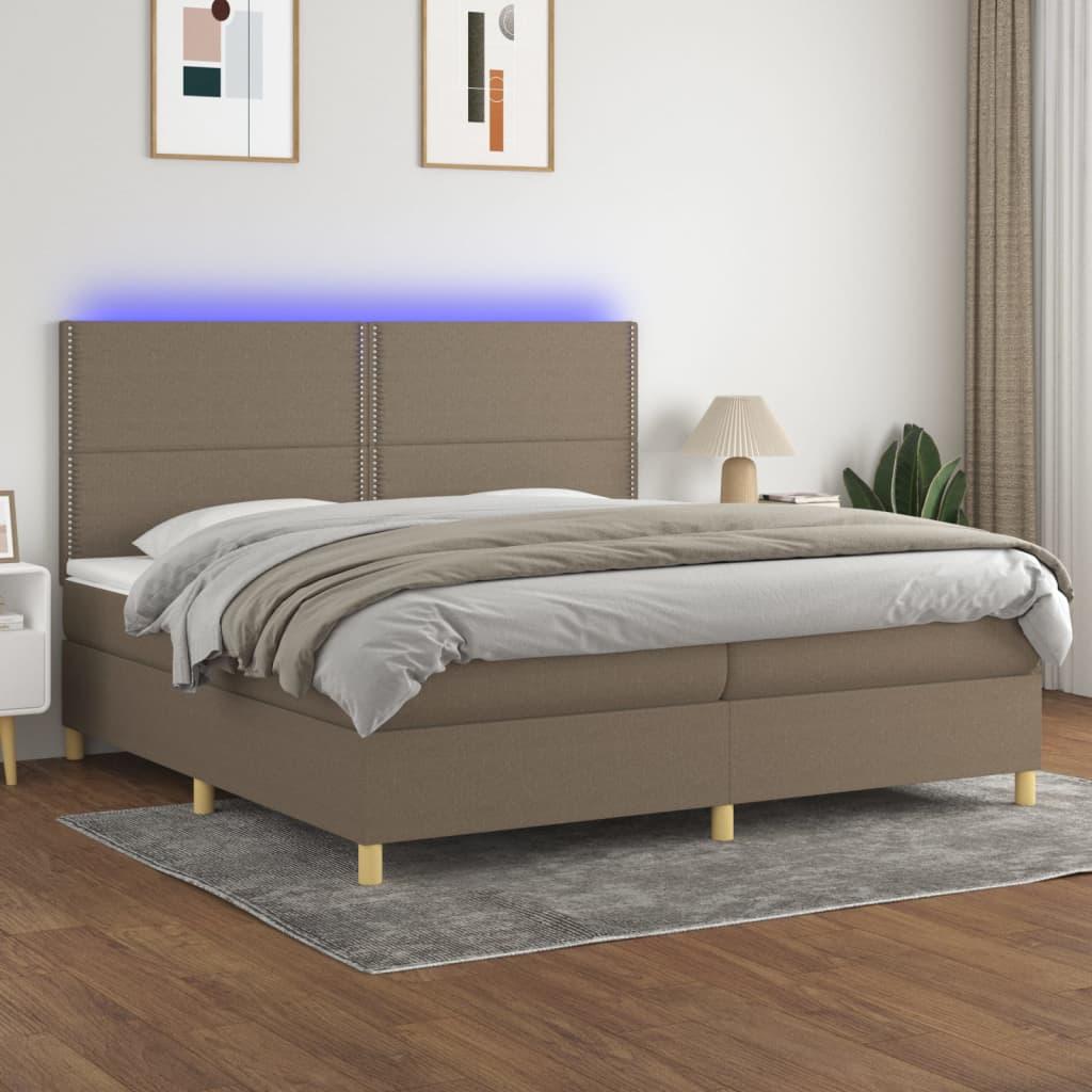 Kontinentalseng Med Led-Lys Stof Gråbrun - Ensfarvet med søm / 200 x 200 cm