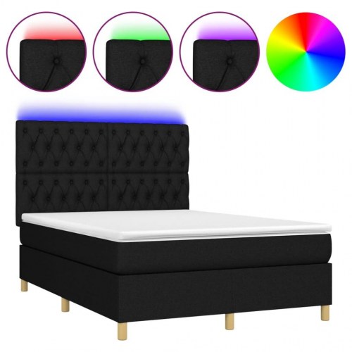 Kontinentalseng med LED-lys 140x190 cm - stof, sort
