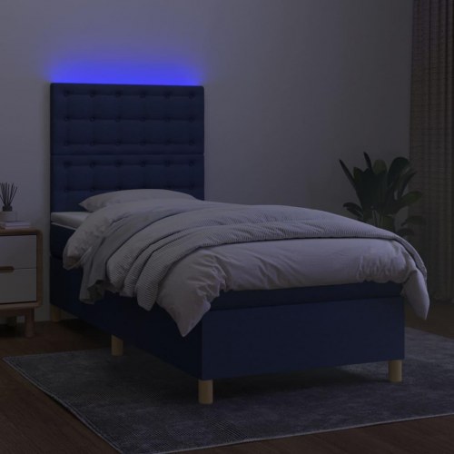 Kontinentalseng med LED-lys 80×200 cm - stof, blå