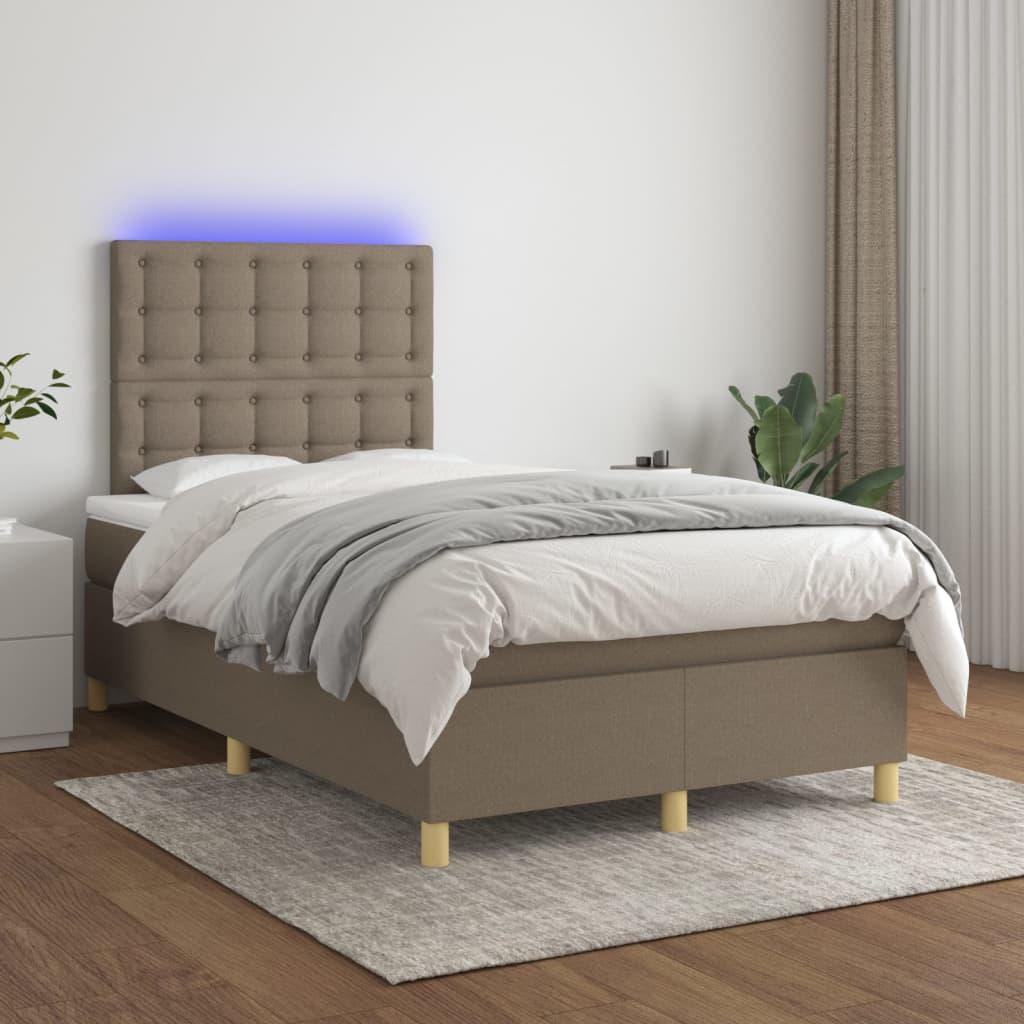 Kontinentalseng Med LED-lys Stof - Gråbrun / 120 X 200 cm / Knapper