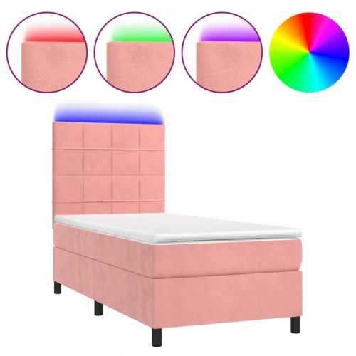 Kontinentalseng med LED-lys 80×200 cm - velour, pink