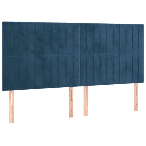 Kontinentalseng med LED-lys 180x200 cm - fløjl, mørkeblå