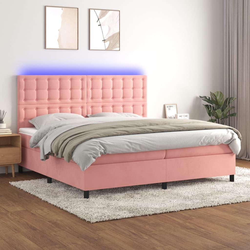 Kontinentalseng Med Led-Lys Velour Pink Lyserød - knapper / 200 x 200 cm