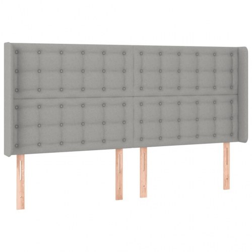 Kontinentalseng med LED-lys 200x200 cm - stof, lysegrå