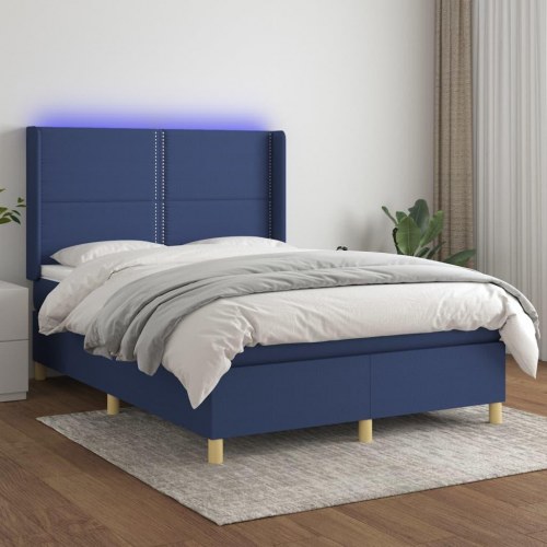 Kontinentalseng med LED-lys 140×190 cm - stof, blå