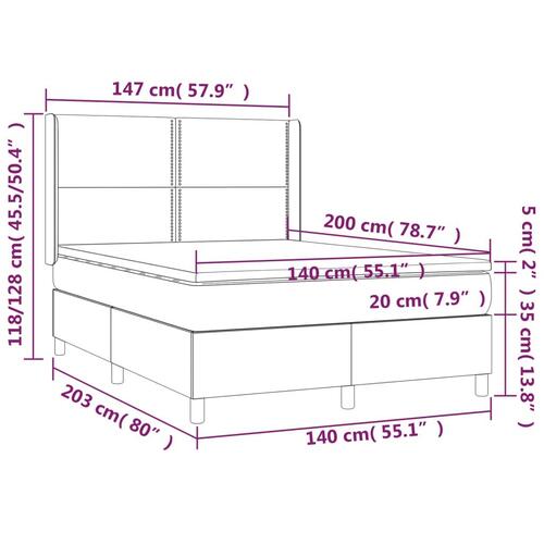 Kontinentalseng med LED-lys 140x200 cm stof cremefarvet