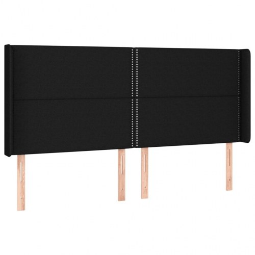 Kontinentalseng med LED-lys 160×200 cm - stof, sort