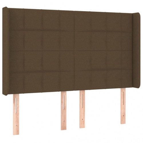 Kontinentalseng med LED-lys 140×190 cm - stof, mørkebrun