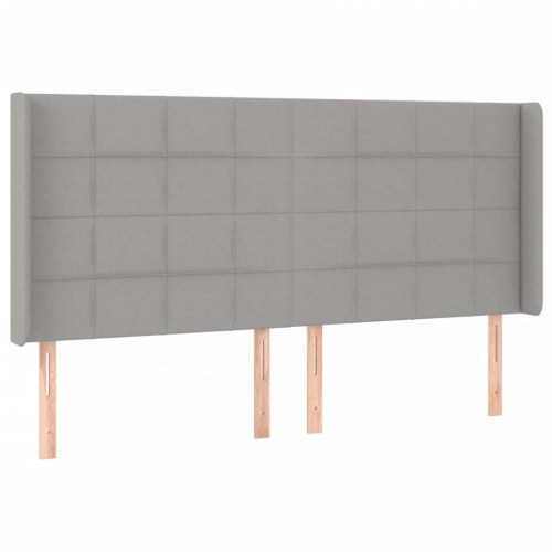 Kontinentalseng med LED-lys 160×200 cm - stof, lysegrå