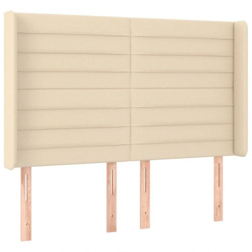 Kontinentalseng med LED-lys 140×190 cm - stof, cremefarvet