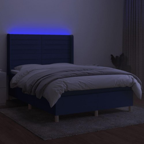 Kontinentalseng med LED-lys 140×200 cm - stof, blå