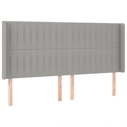 Kontinentalseng med LED-lys 160×200 cm - stof, lysegrå