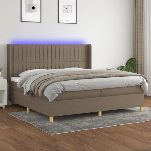 Kontinentalseng med LED-lys 200 x 200 cm - stof, gråbrun