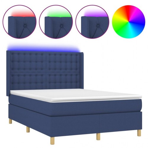 Kontinentalseng med LED-lys 140×190 cm - stof, blå