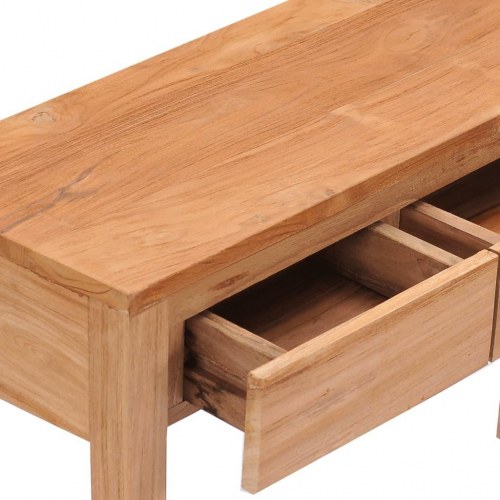 Konsolbord 110 x 35 x 75 cm i massivt teaktræ med 3 skuffer