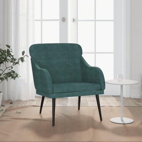 Lænestol i velour - mørkegrøn, 63 × 76 × 80 cm
