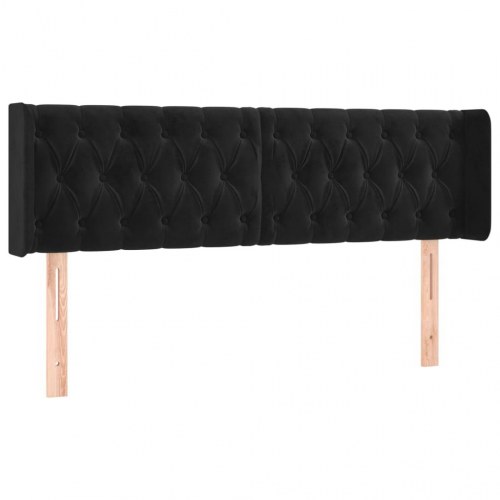 Sengegavl med LED-lys i fløjl 163 x 16 x 78/88 cm - sort