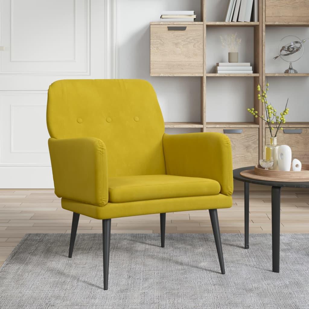 Lænestol 62x79x79 cm velour gul