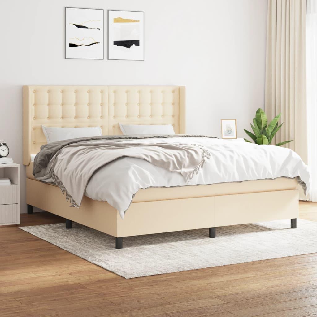 Kontinentalseng Med Madras Stof Farvet Creme - knapper / 160 x 200 cm