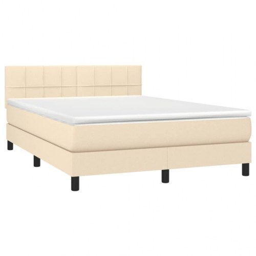 Kontinentalseng med LED-lys 140 × 190 cm - stof, cremefarvet