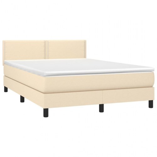 Kontinentalseng med madras 140x190 cm - stof, cremefarvet