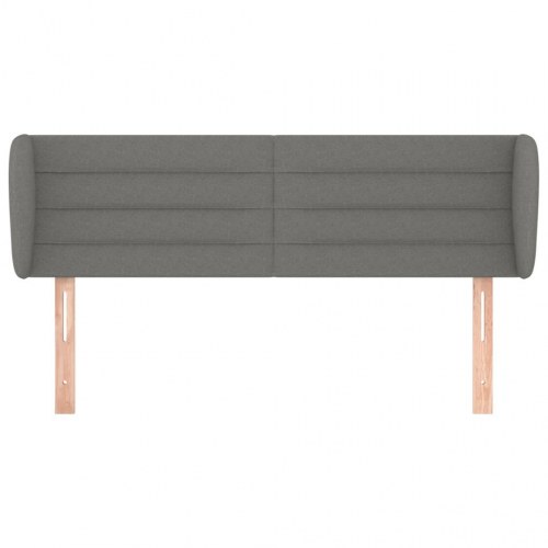 Sengegavl med kanter 147 x 23 x 78/88 cm stof mørkegrå