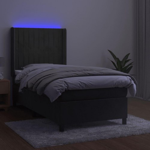 Kontinentalseng i fløjl med LED-lys 90x200 cm - mørkegrå