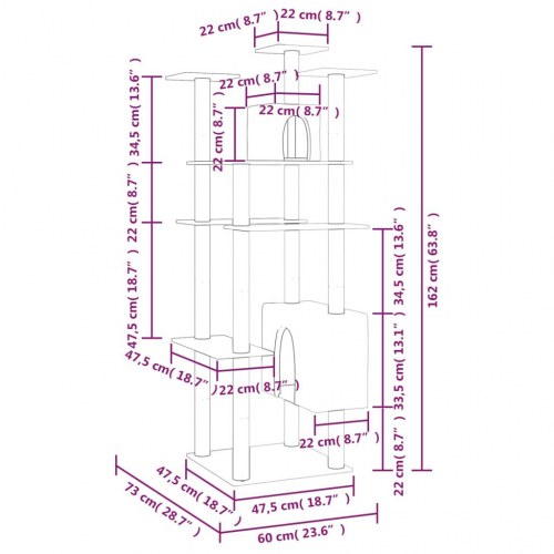 Kradsetræ med sisalkradsestolper 162 cm cremefarvet